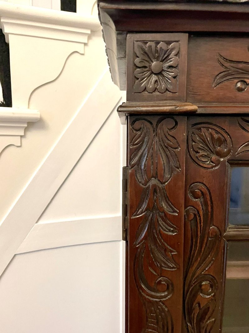 Antique Victorian Quality Carved Mahogany Display Cabinet by James Winter & Sons, London - Image 15